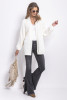 Loose-fit cardigan with delicate lace F763 ecru