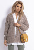 Oversized cardigan with lace pattern F779 mocca