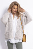 Oversized cardigan with lace pattern F779 beige melange