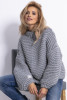 Sweter CHUNKY KNIT luźny w prążek F790 szary