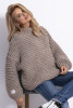 Sweter CHUNKY KNIT luźny w prążek F790 mocca