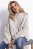 Loose-fitting CHUNKY KNIT sweater with stripes F790 beige melange