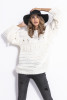 Sweter CHUNKY KNIT z frędzlami F820 ecru