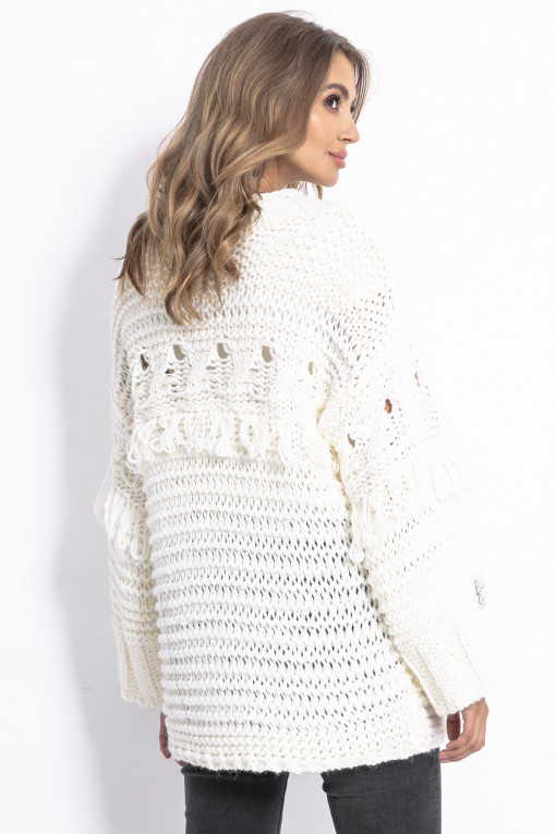 Sweter z frędzlami CHUNKY KNIT F820 na jesień