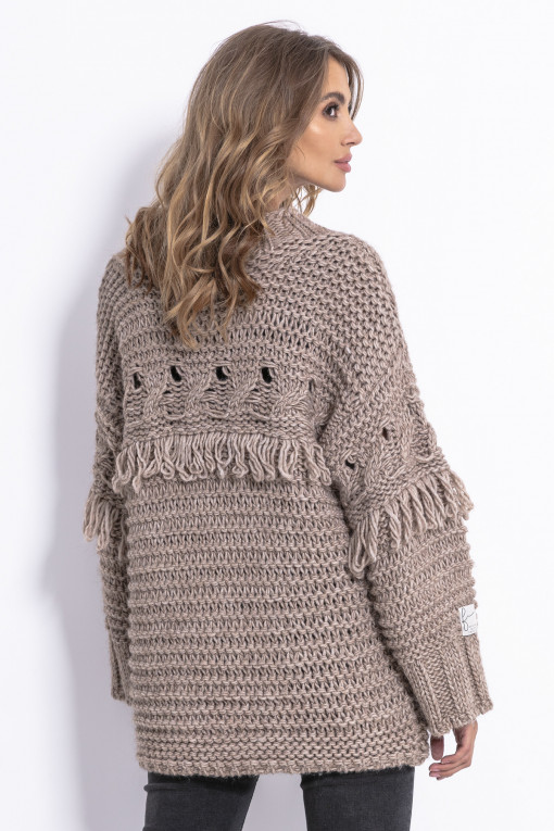 Sweter z frędzlami CHUNKY KNIT F820 na jesień