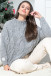 Oversized Aran pattern sweater F840 grey