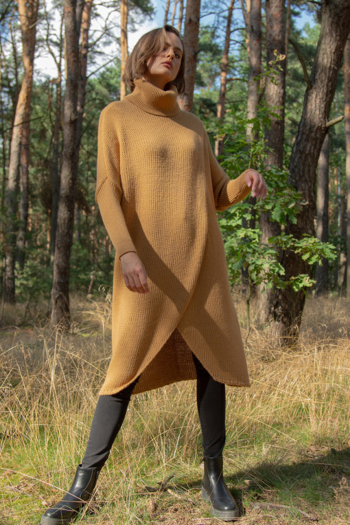 Long sweater F1052 carmel