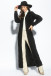 Long braided knit cardigan with hood, F1080 black