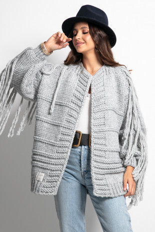 Cardigan Chunky Knit F1089 grey