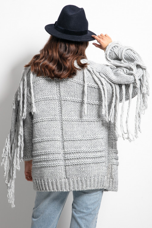 Kardigan Chunky Knit z frędzlami F1089