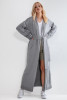 Long merino wool cardigan with a belt F1213 grey