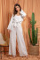 Knitted elegant summer set pants and tied sweater F1214 white