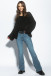 Loose sweater with a neckline F1256 black