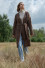 Long woolen cardigan with decorative chunky knit F1261 espresso