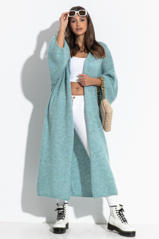 Long loose cardigan with a simple cut F1271 blue