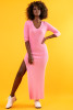 Long knitted ribbed dress F1423 babypink