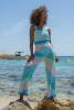 Cotton openwork set of pants and top F1452 blue