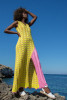 Long openwork summer dress F1460 yellow