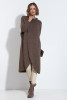 Long sweater with a slit F1515 espresso