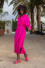 Long shirt dress with a belt F1657 amaranth