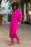 Long shirt dress with a belt F1657 amaranth