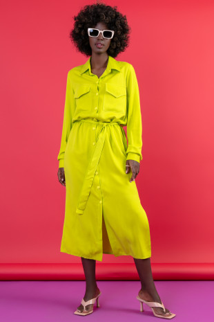 Long shirt dress with a belt F1657 lime