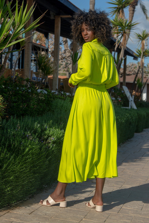 Long buttoned dress F1648 lime