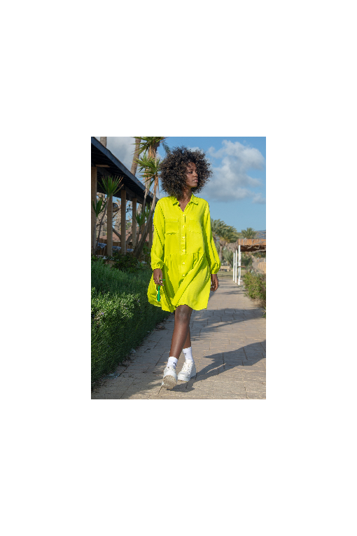 Short dress with a loose cut F1646 lime