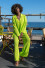 Cotton openwork set with buttoned shirt and long pants F1682 lime