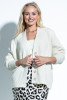 Classic, simple woolen cardigan buttoned with buttons F1710 ecru