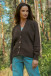 Classic, simple woolen cardigan buttoned with buttons F1710 espresso