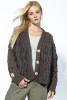 Classic Buttoned Cardigan with Cable Knit Pattern F1726 espresso