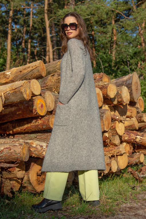 The classic cardigan made from undyed alpaca wool and Maco cotton F1744 grey