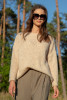 CLASSIC SWEATER MADE FROM UNDYED ALPACA WOOL AND MACO COTTON F1743 beige