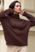 SEAMLESS OVERSIZED SWEATER WITH TURTLENECK AND ROLLED CUFFS MADE FROM ALPACA WOOL F1750 choco