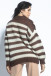 Button-up striped alpaca wool sweater F1763 choco