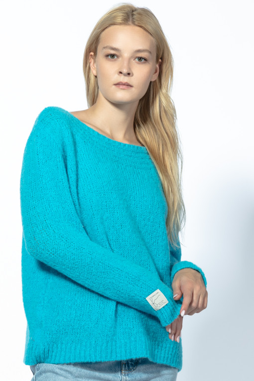 Sweter z dekoltem łódka F1728 blue